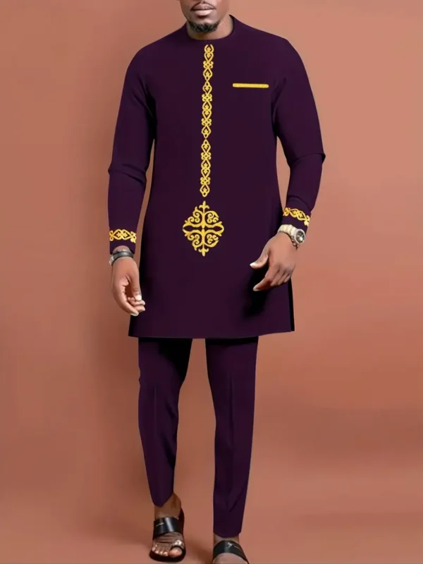 men's african ankara set – dashiki print long sleeve outfit | ygodcollective